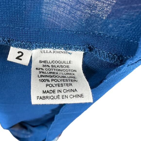 ULLA JOHNSON Vienne Bird Of Paradise Mini Dress Azul Women's 2 Glitter Boho Glam - Picture 5 of 7